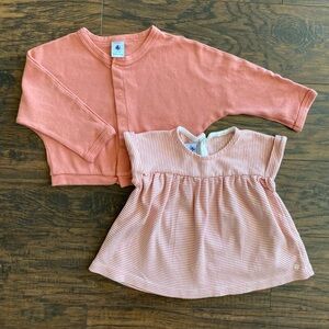 Petit Bateau girls top and sweater set